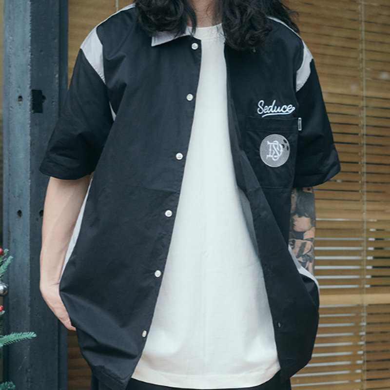 Retro Colorblock Bowling Shirt V0955
