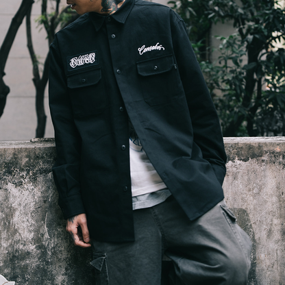 Black Long Sleeve Work Shirt V1050