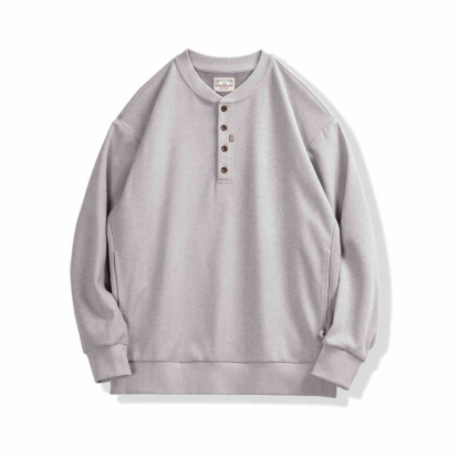 Henley neck work sweatshirt V0274