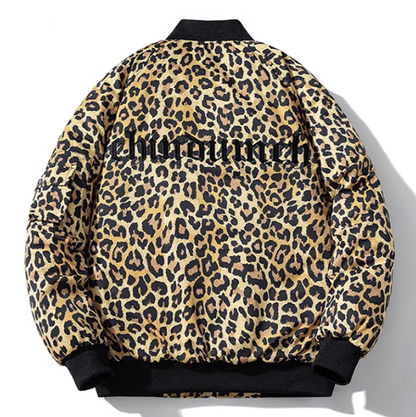 leopard print bomber jacket V0412