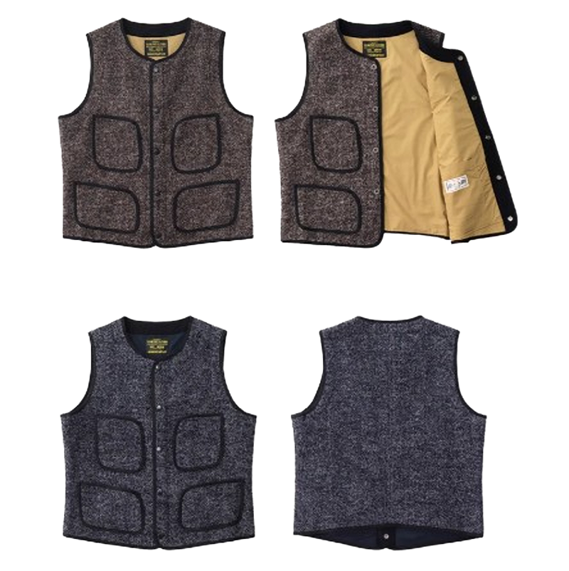 Multi-pocket tweed vest V0384