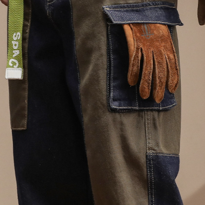 Loose Spliced Work Jeans V0964