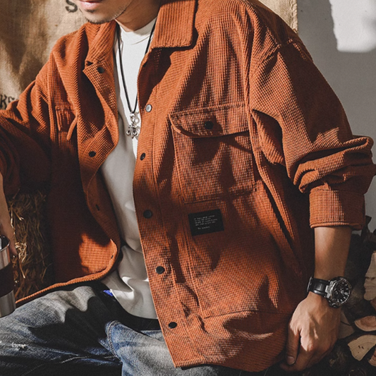 American retro corduroy work shirt V0076