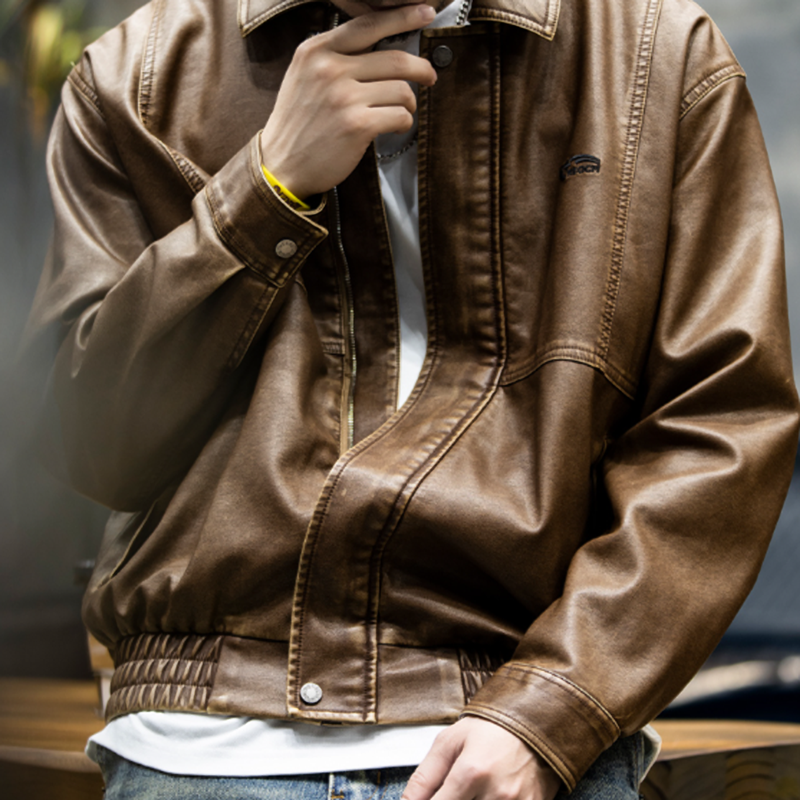 Retro Biker PU Jacket V0832