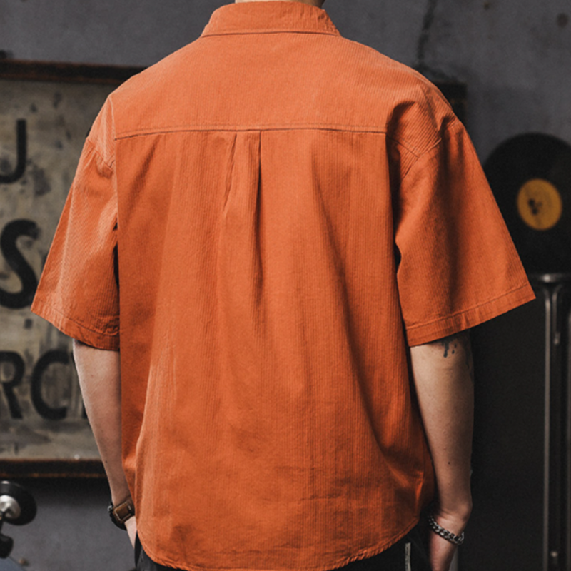 Retro Multi-Pocket Short-Sleeve Shirt V0968
