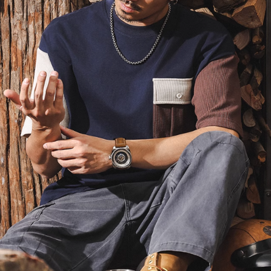 Heavyweight Retro Color Block Tee V0575