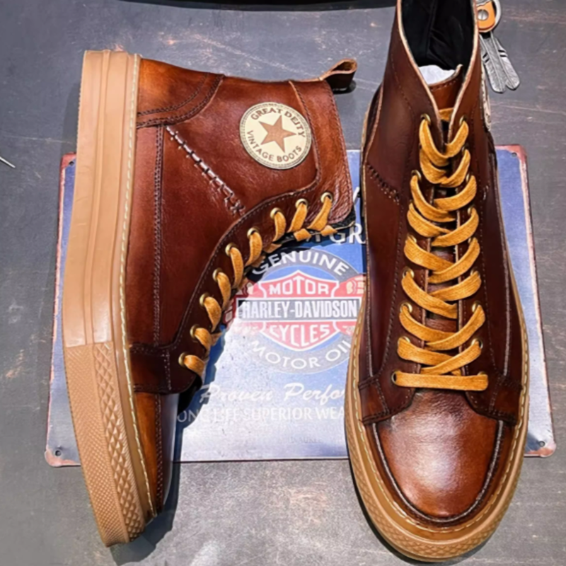 Vintage American Cowhide Biker Boots V0626