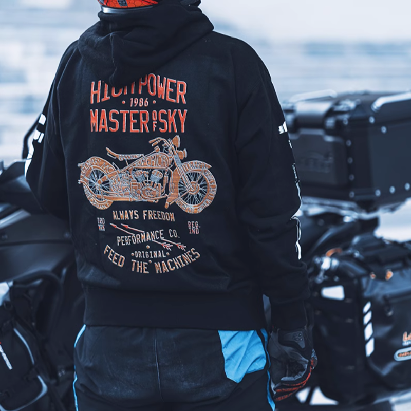 American Bike Print Hoodie V0029