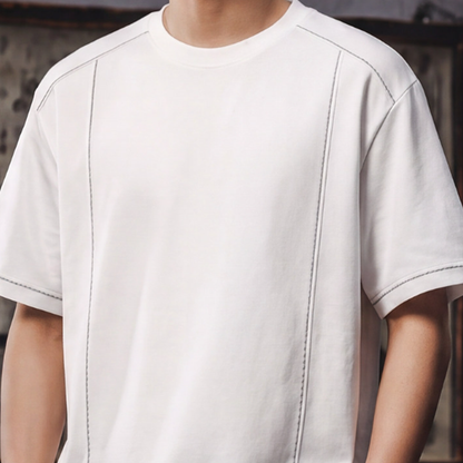 Casual Stitch Round Neck T-Shirt V0966