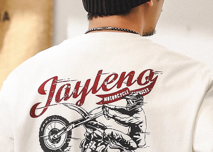 Heavyweight retro bike print long T-shirt V0256