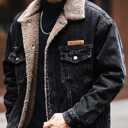 Retro Boa-Lined Denim Jacket V0821