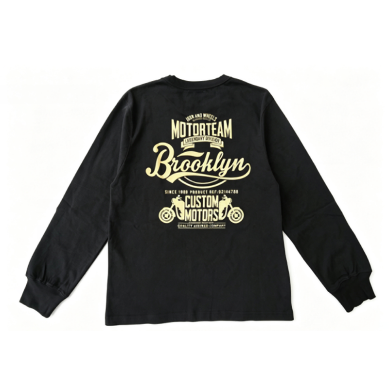 Heavyweight bike print  long sleeve T-shirt V0168