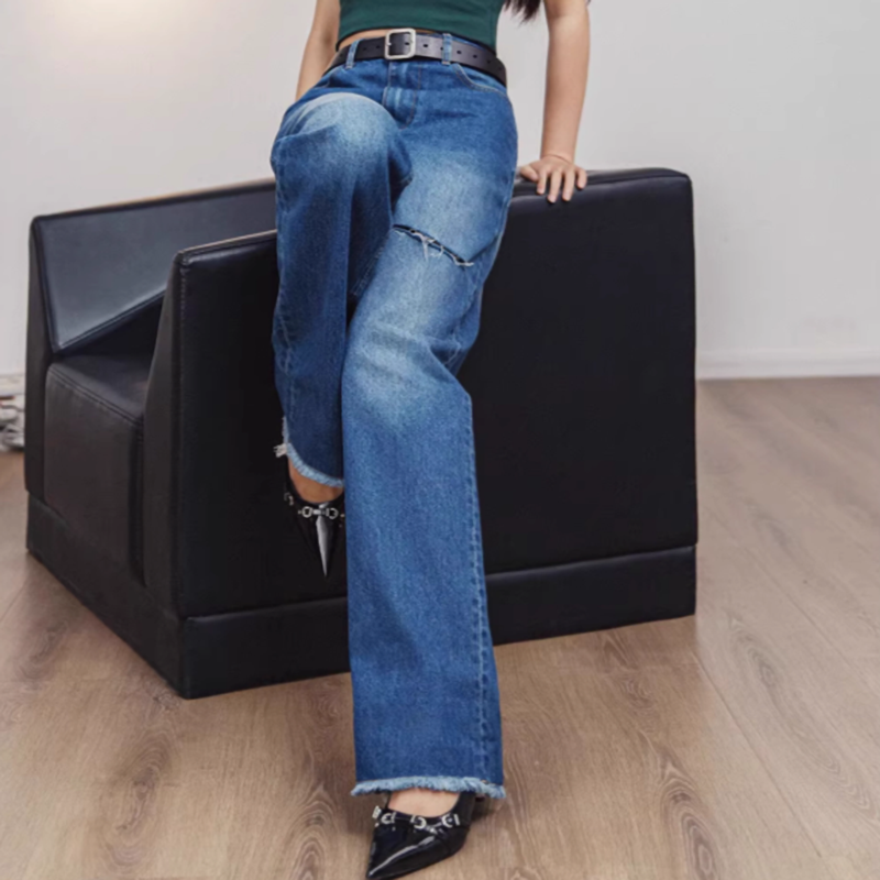 Retro Denim Drape Pants V0637