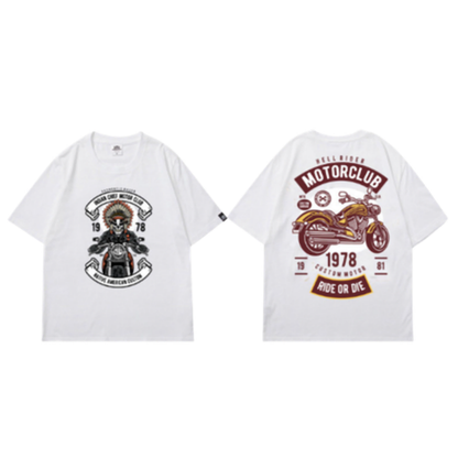 Skull Print Biker T-Shirt V0950