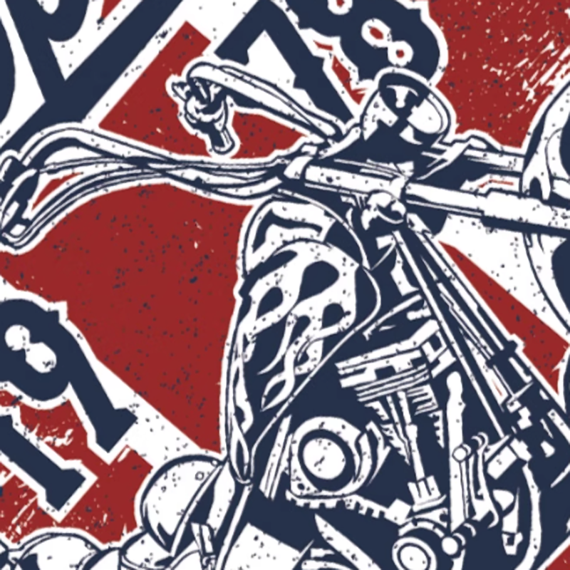 Retro Biker Print Cotton Tee V0761