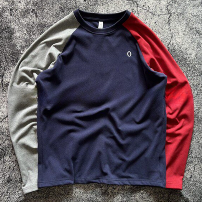 Color Clash Fleece long T-Shirt V0924