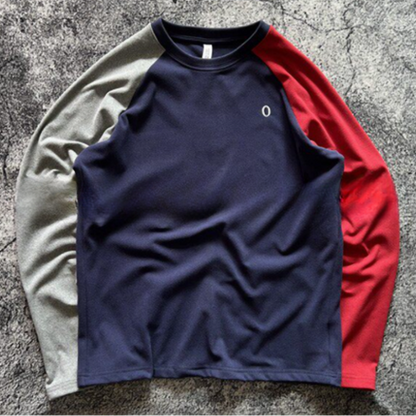 Color Clash Fleece long T-Shirt V0924