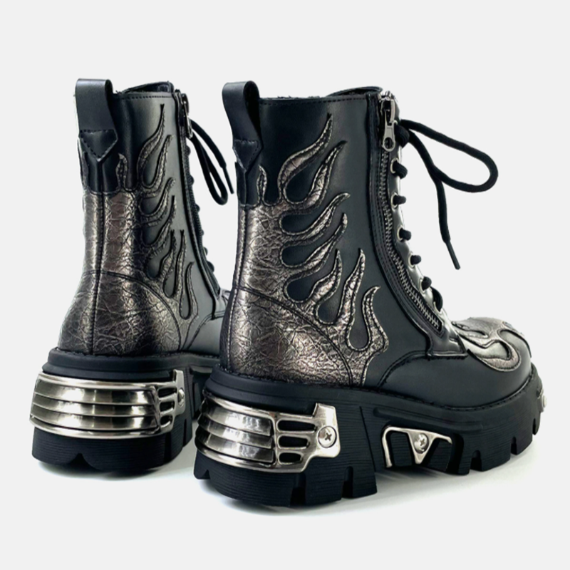 Punk Flame Biker Boots V0927