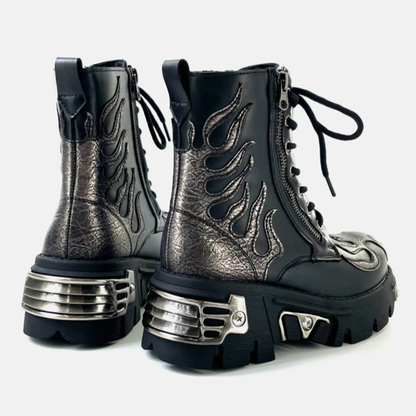 Punk Flame Biker Boots V0927