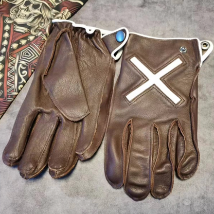 Retro Leather Motorcycle Gloves V0847