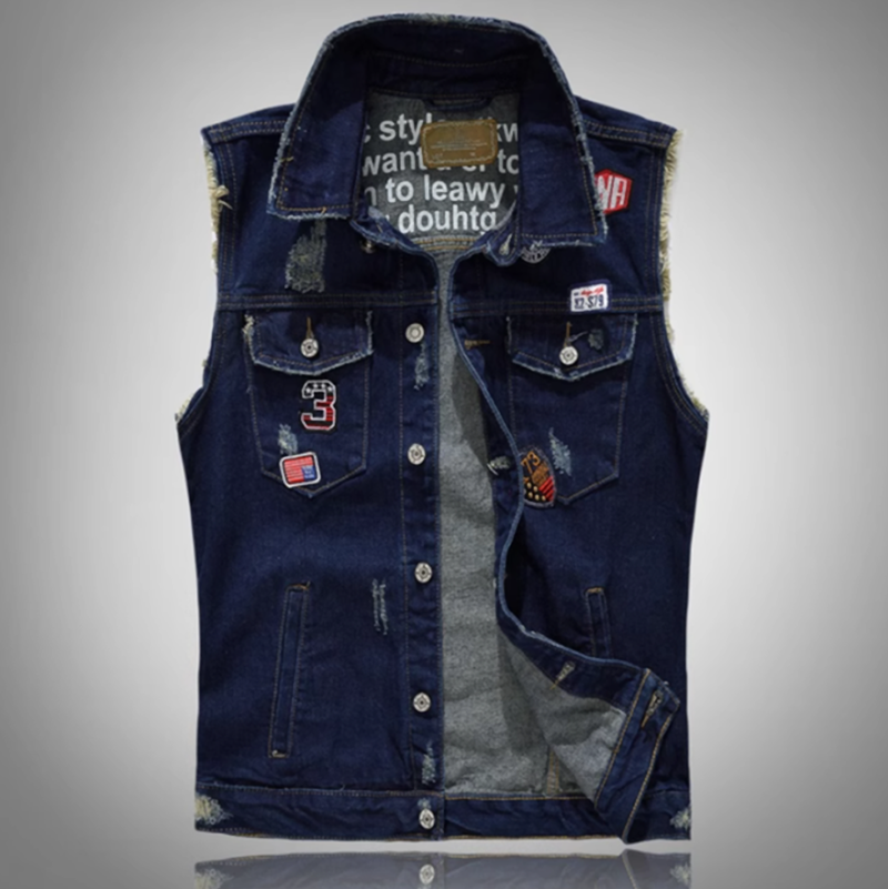 Vintage patch distressed vest V0037