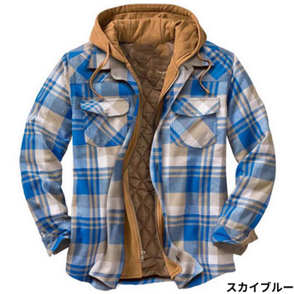 8-color hooded check jacket V0386