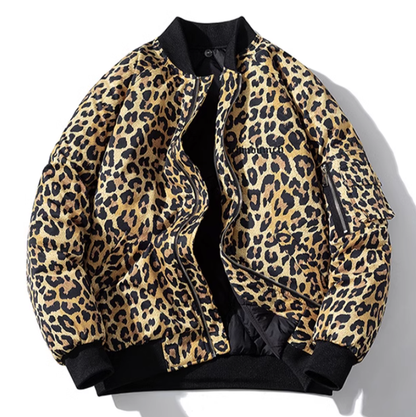 leopard print bomber jacket V0412