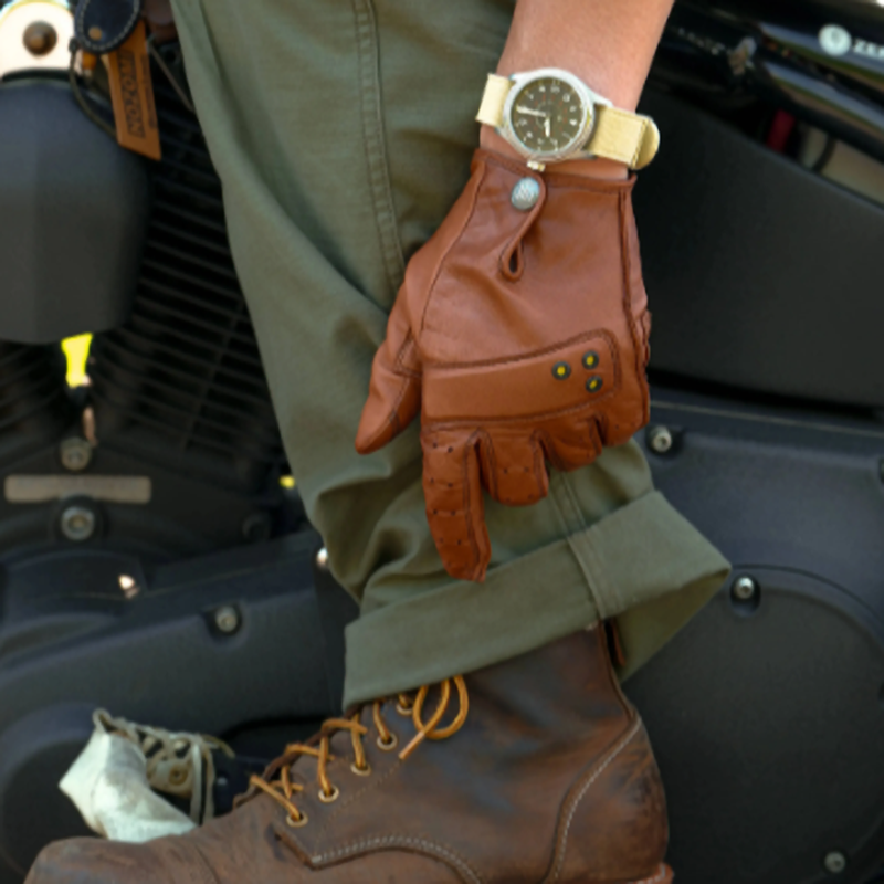 Retro Biker Leather Gloves V0917