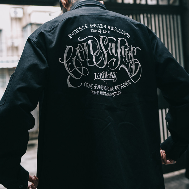 Black Long Sleeve Work Shirt V1050
