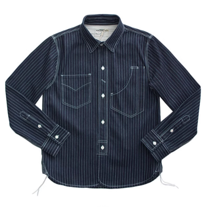 Heavyweight vintage denim striped shirt V0162