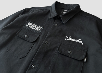 Black Long Sleeve Work Shirt V1050