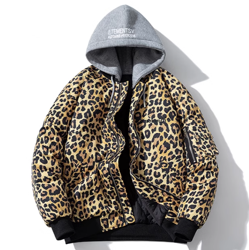 leopard print bomber jacket V0412