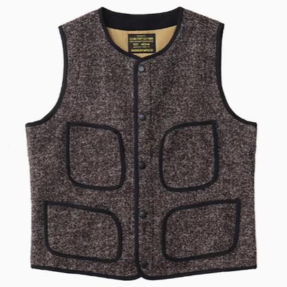 Multi-pocket tweed vest V0384