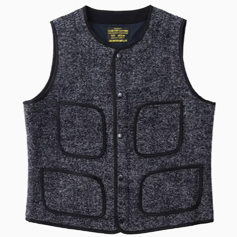 Multi-pocket tweed vest V0384