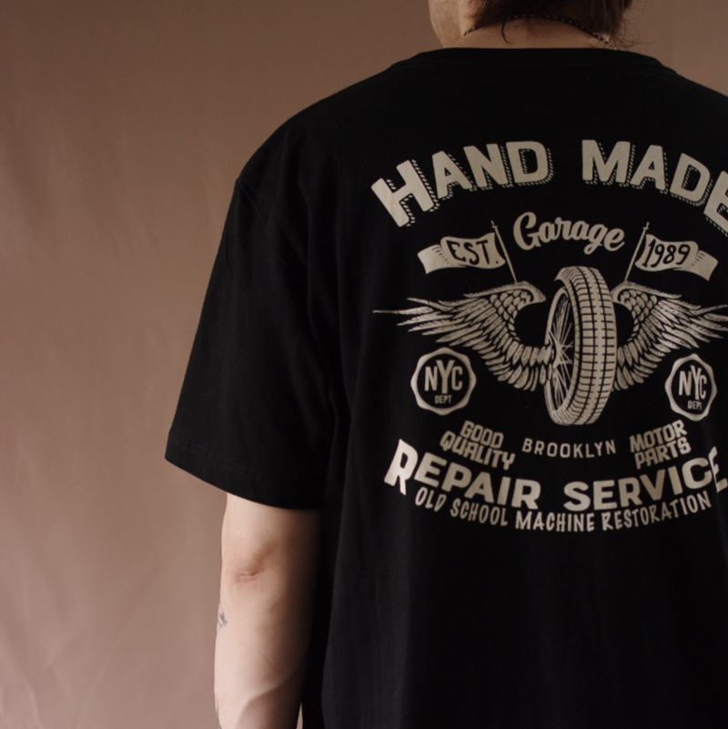 Retro Biker Crew-Neck T-Shirt V0994