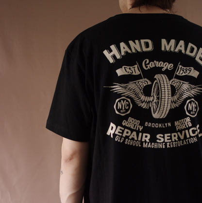 Retro Biker Crew-Neck T-Shirt V0994