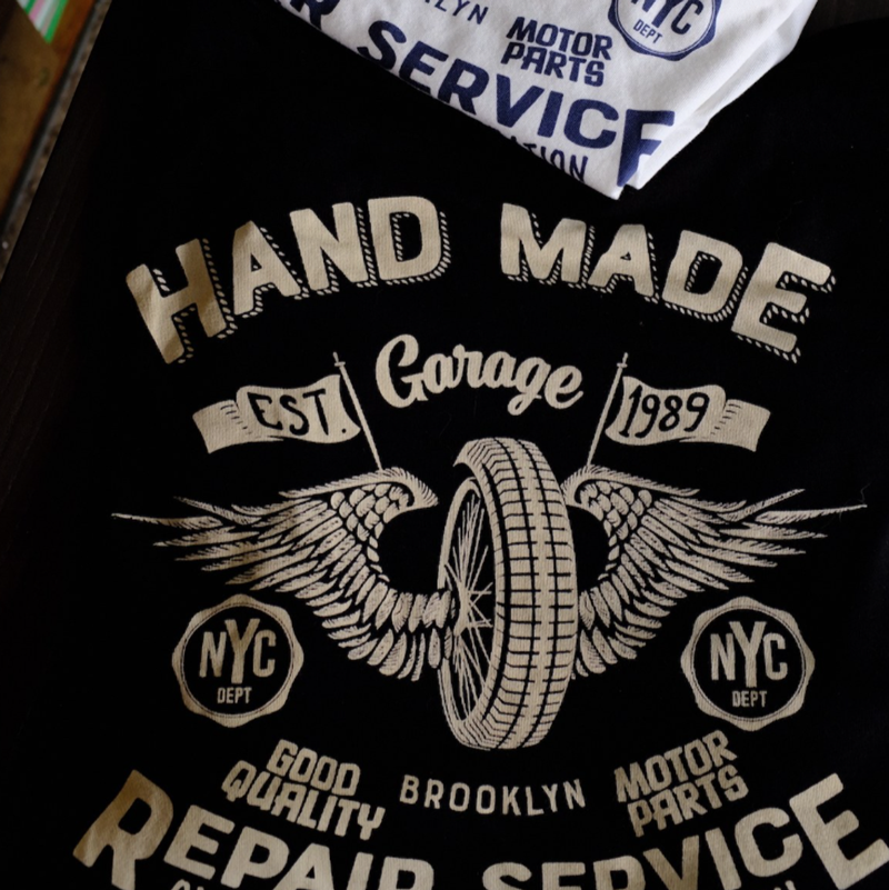Retro Biker Crew-Neck T-Shirt V0994