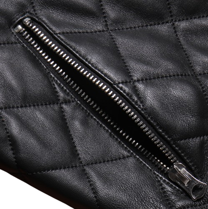 Quilted Casual Leather Jacket V0369