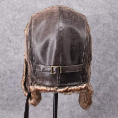 Faux Leather Bomber Cap V0439