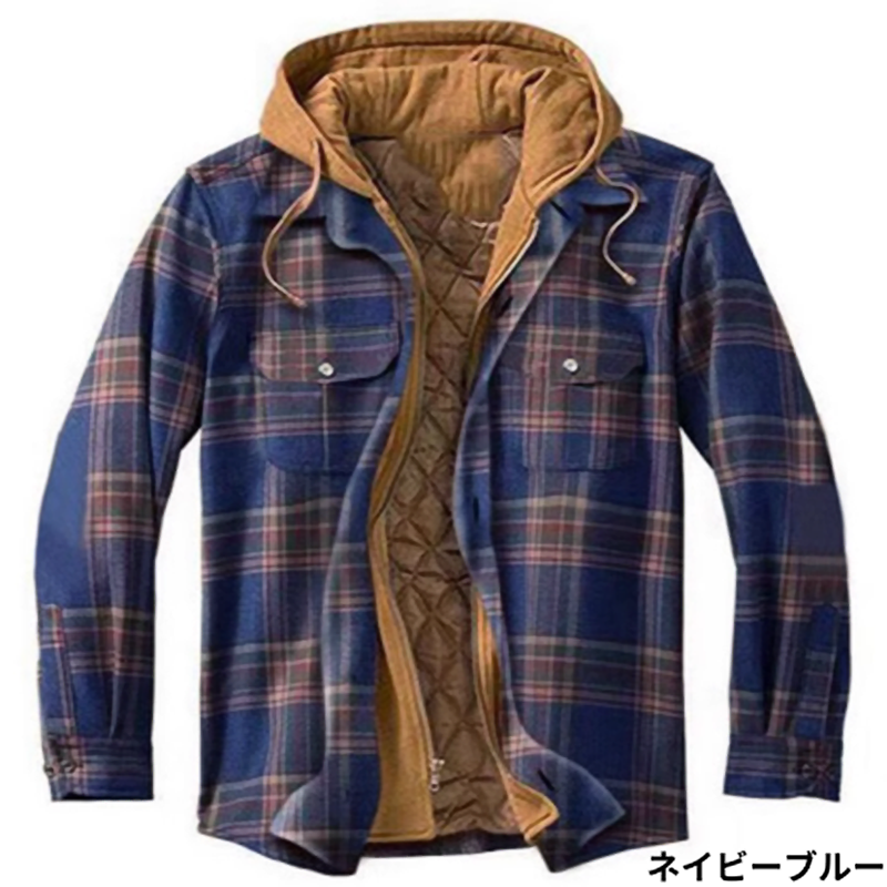 8-color hooded check jacket V0386