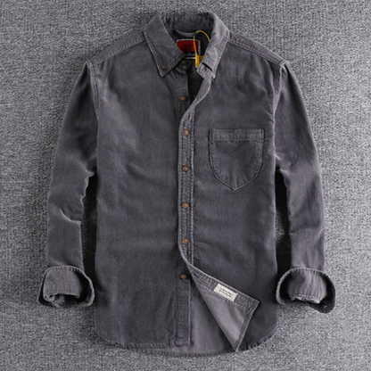 Retro Color Block Corduroy Shirt V0890