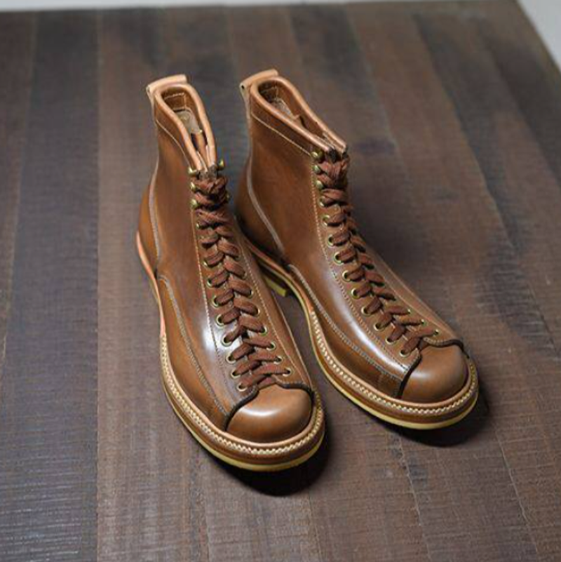 High-Top Microfiber Leather Work Boots V0958