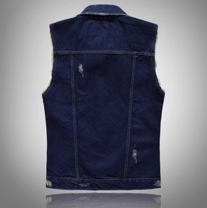 Vintage patch distressed vest V0037