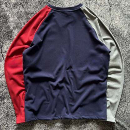 Color Clash Fleece long T-Shirt V0924