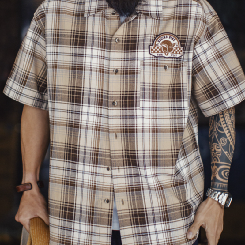 Vintage Checkered Short-Sleeve Shirt V0990
