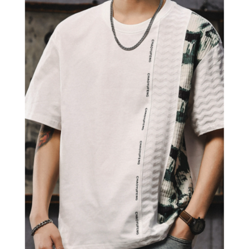 Urban Spliced Cotton T-Shirt V0975