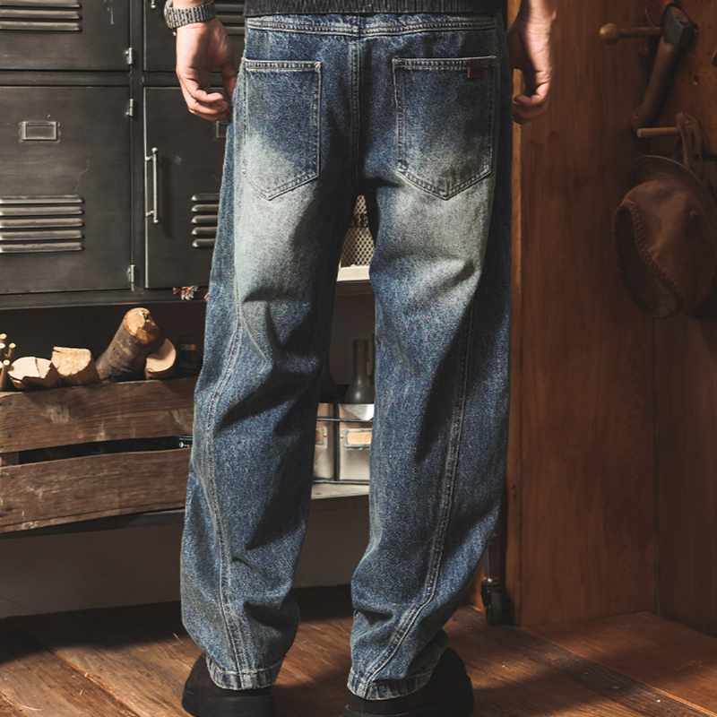 Retro Distressed Wide-Leg Jeans V1056