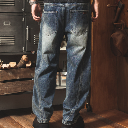 Retro Distressed Wide-Leg Jeans V1056