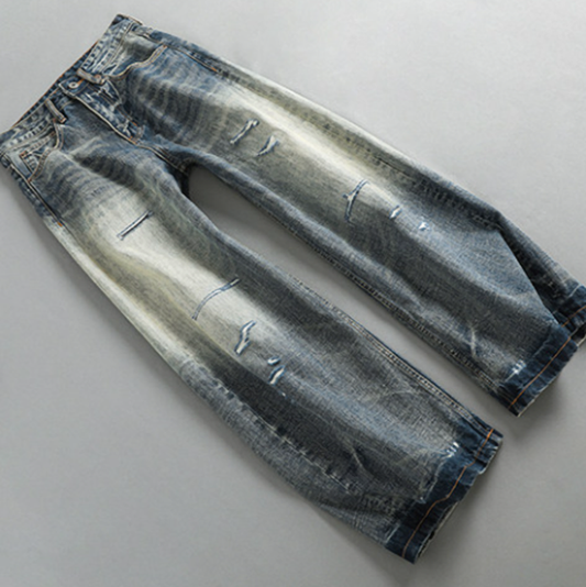 Vintage Colorblock Wide-Leg Jeans V0926