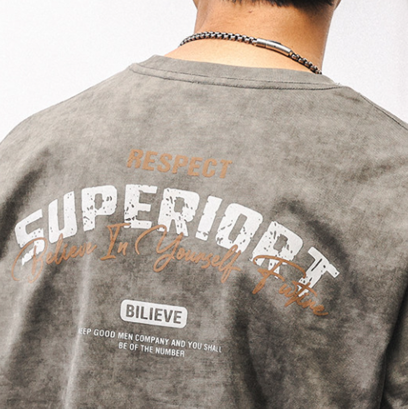 Retro Foam Print T-Shirt V0931